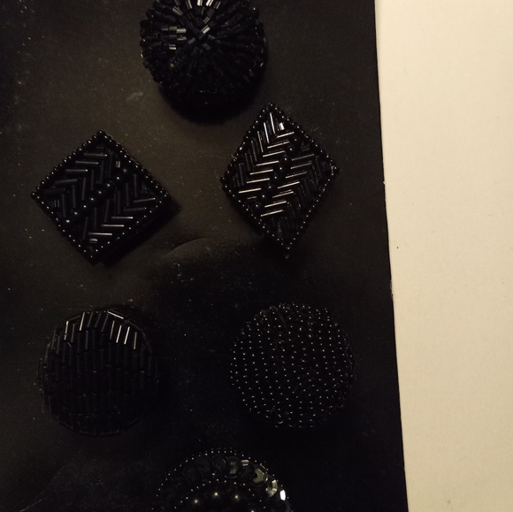 Not new,never used on original cardboard 6pc black beaded assorted button covers - Picture 2 of 2